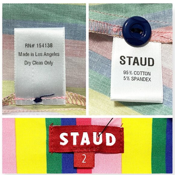 STAUD Alice Multicolor Stripe Knotted Poplin Midi Dress Size 2 NWT - Picture 5 of 16